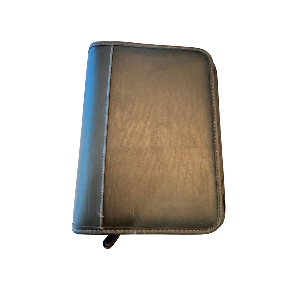PlanAhead Black Zippered 3 Ring Binder Organizer Planner 8x10 Faux Leather